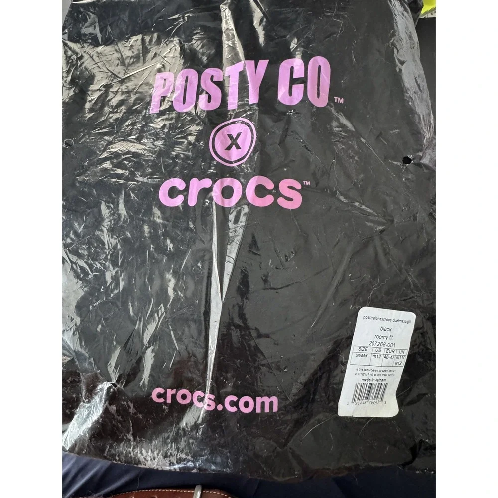 Post Malone x Crocs Duet Max II Clog Black Pink 207268-001 Men's Size 12 NEW